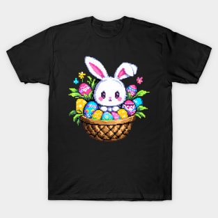 Pixel Easter Bunny and Basket T-Shirt